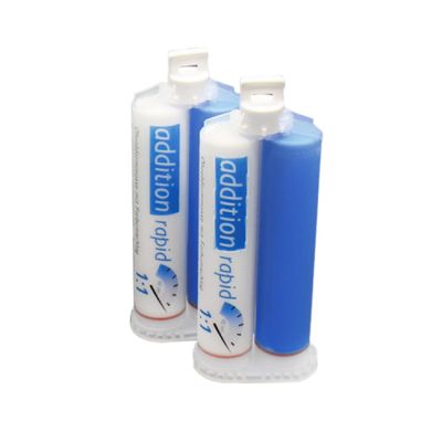 Detax Addition Rapid Automix 2 silicone impression material in 50 ml cartridges.
